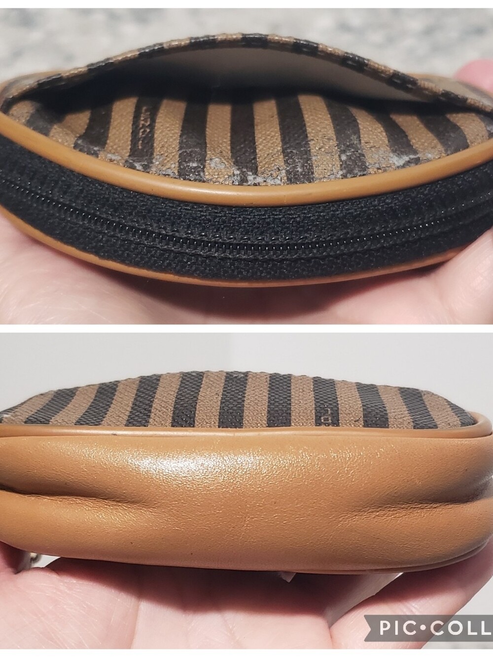 Fendi Vintage Pequin Pattern Oval Coin Pouch Keychain - Picture 8 of 9